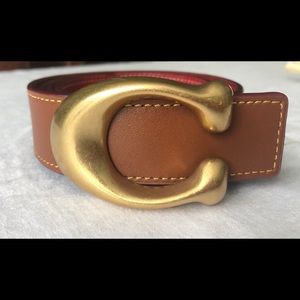 Coach Signature Buckle Reversible Belt Size 34
